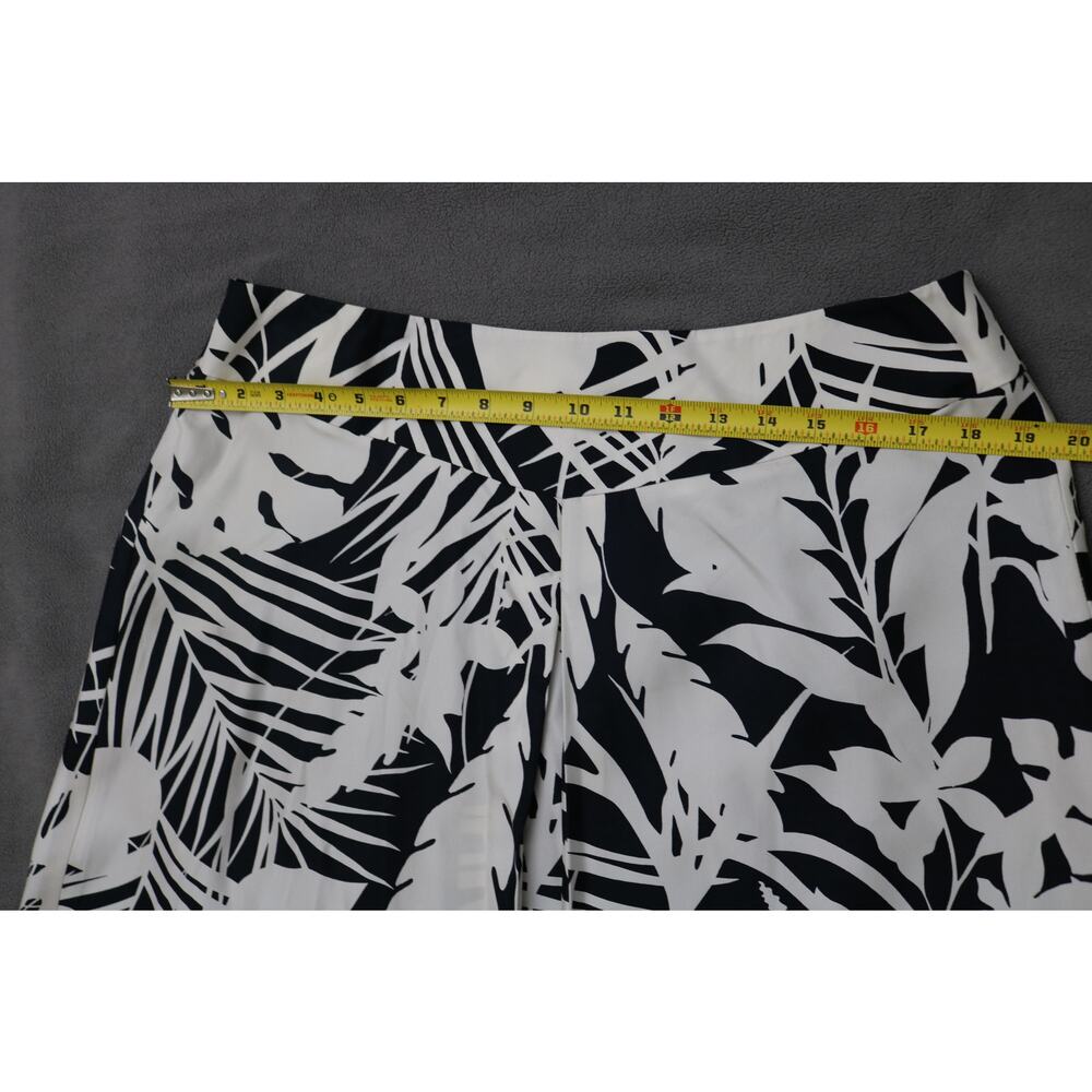 ANN TAYLOR ALine Midi Skirt Womens Size 14 Black White Tropical Palm Trees Silk - Picture 4 of 13